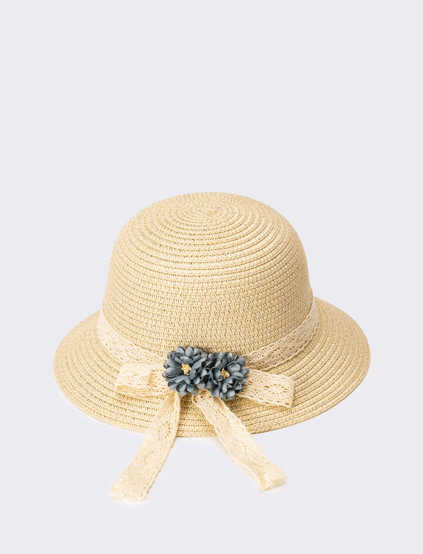 Cappello bambina con fiori - Blu