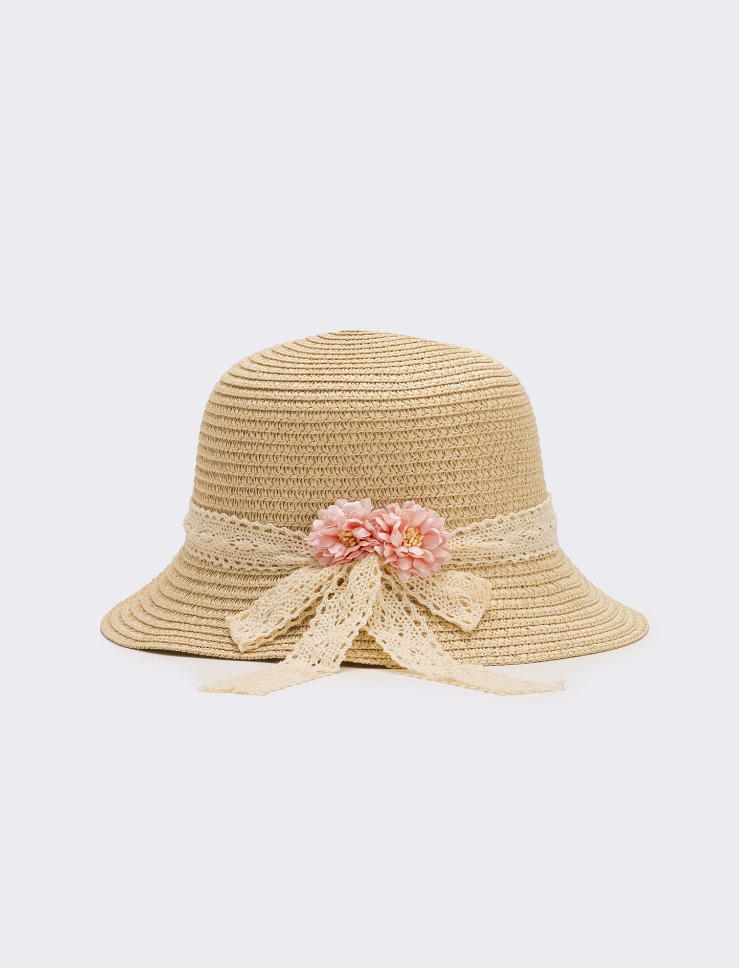 Cappello bambina con fiori - Rosa