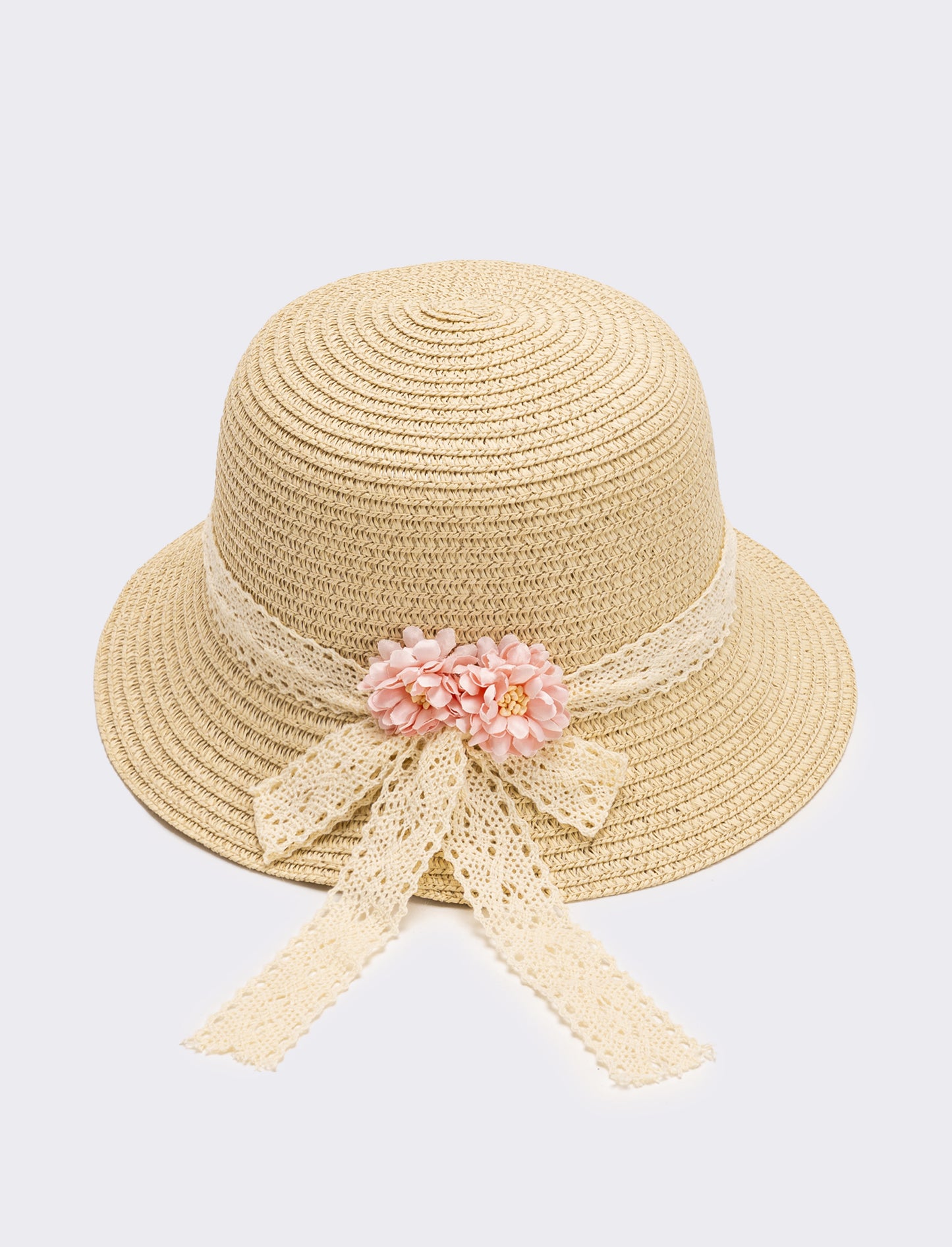 Cappello bambina con fiori - Rosa