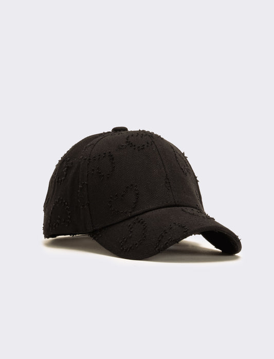 Cappello bambina cuori denim - Nero