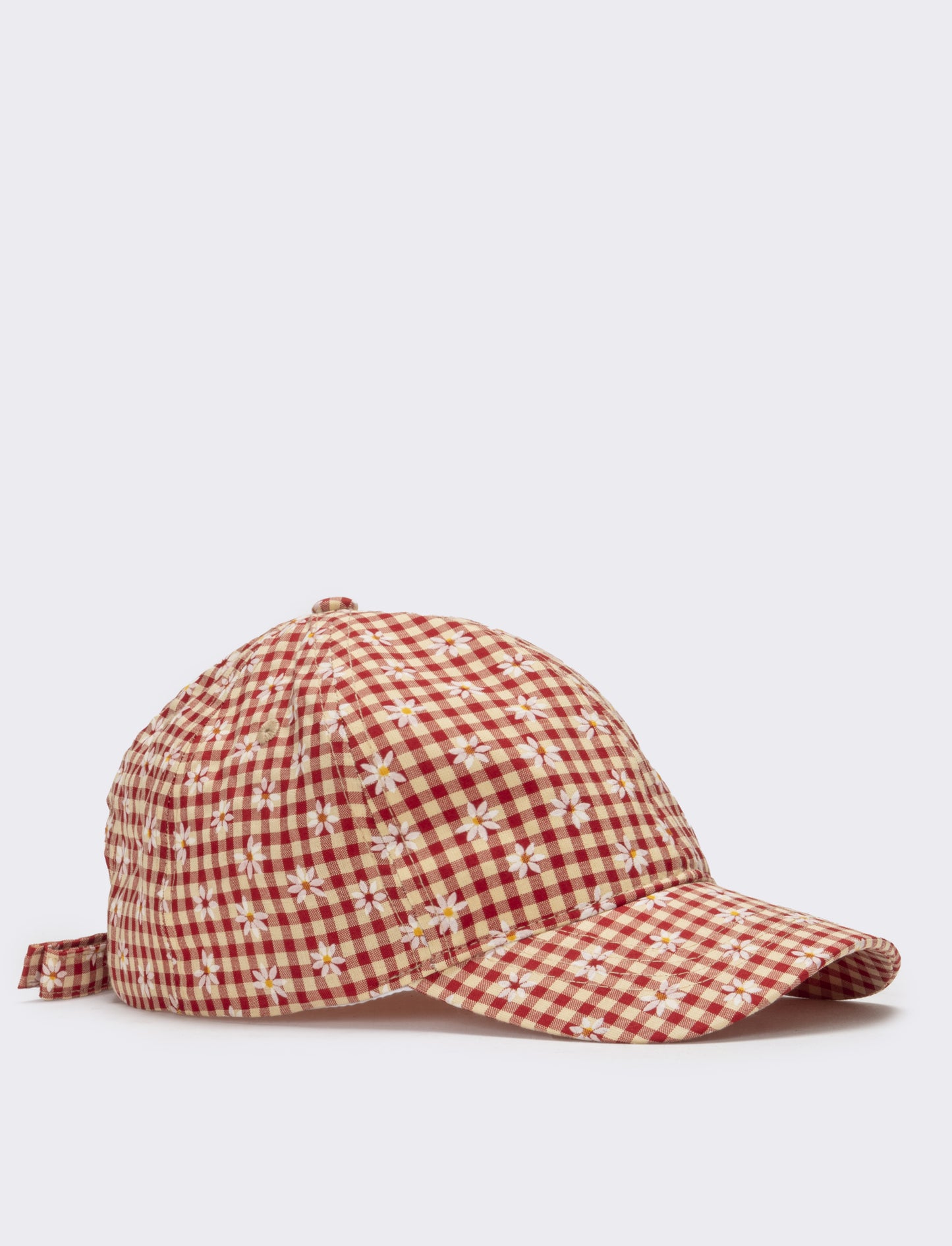 Cappello bambina baseball con margherite - Rosso