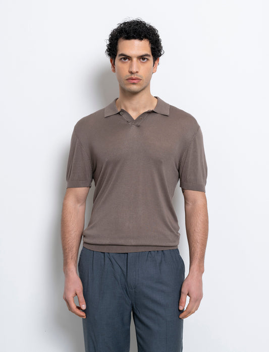 Man's slim knit polo shirt - Grey
