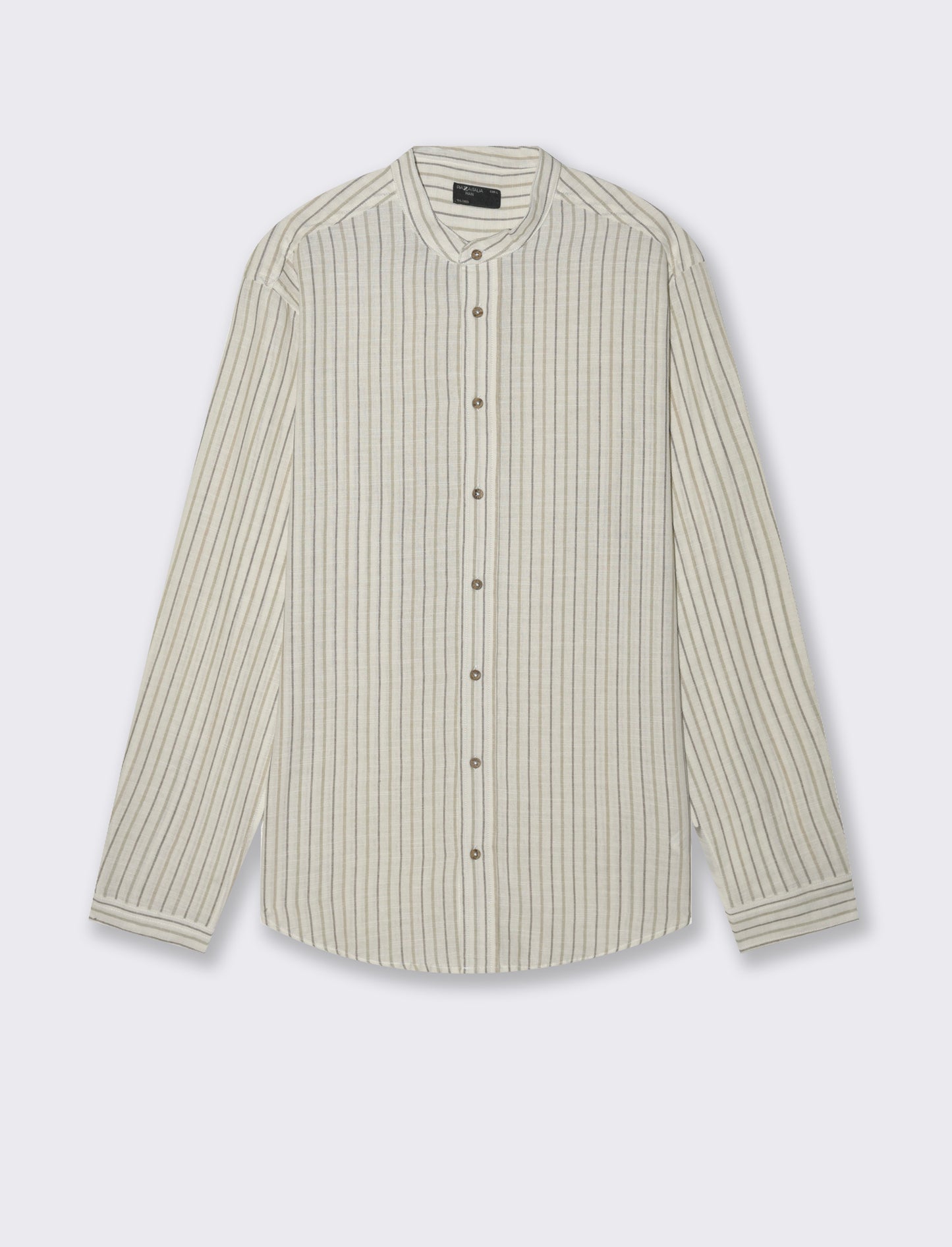 Camicia a righe effetto lino da uomo - Bianco