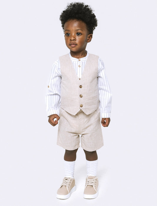 Shorts in misto lino da neonato - Beige