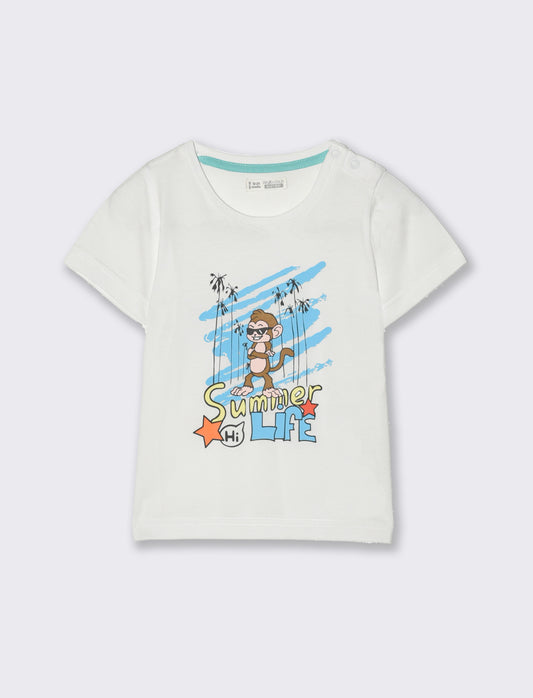 T shirt con stampa da neonato - Bianco