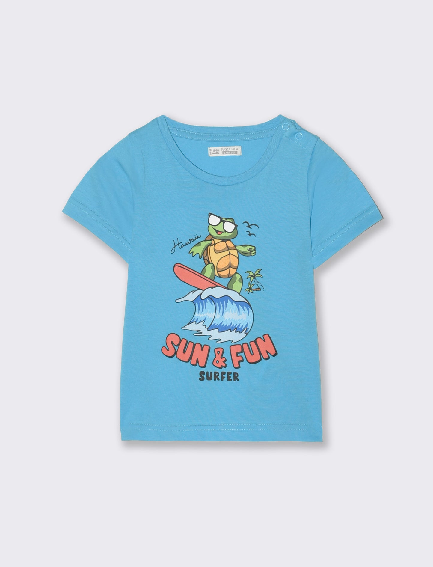 T shirt con stampa da neonato - Turchese