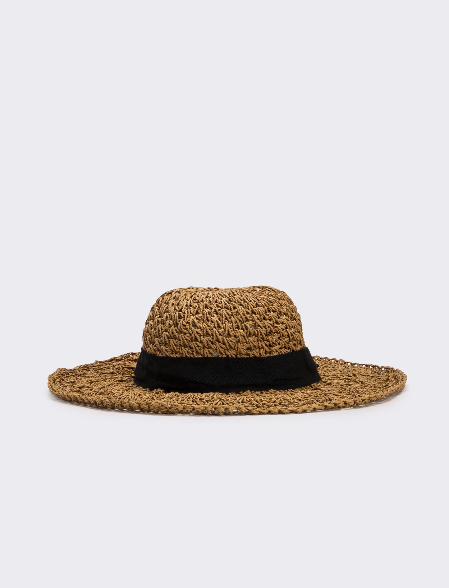 Cappello donna falda larga ventaglio - Marrone