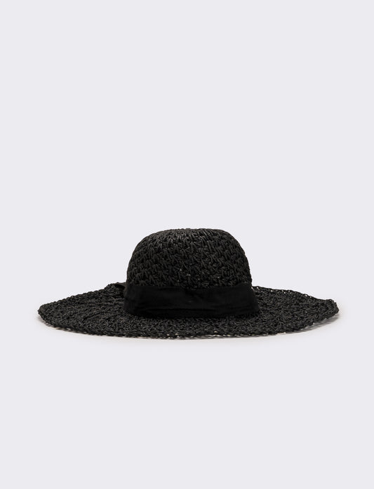 Cappello donna falda larga ventaglio - Nero