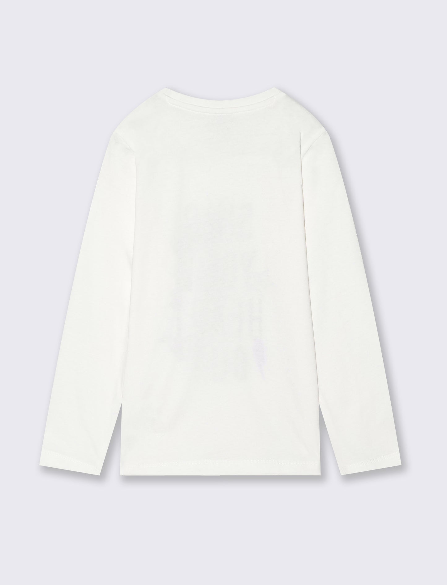 T-shirt manica lunga da bambina in cotone. - Bianco latte