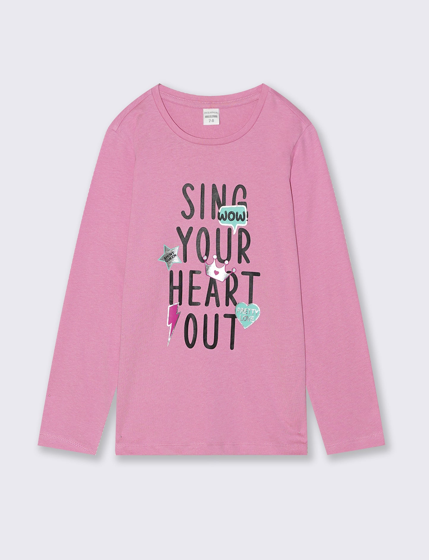 T-shirt manica lunga in morbido cotone - Rosa candy