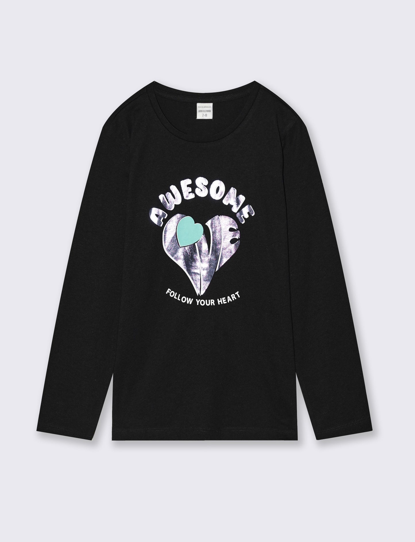 T-shirt manica lunga in morbido cotone - Nero