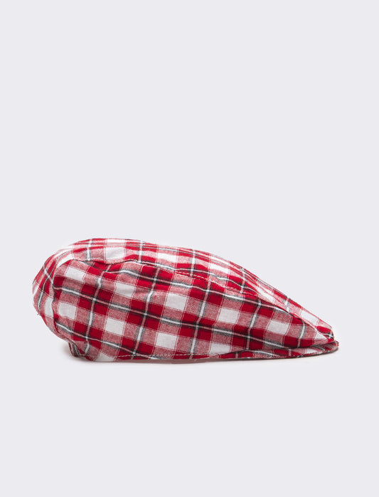 Cappello coppola neonato quadri - Rosso