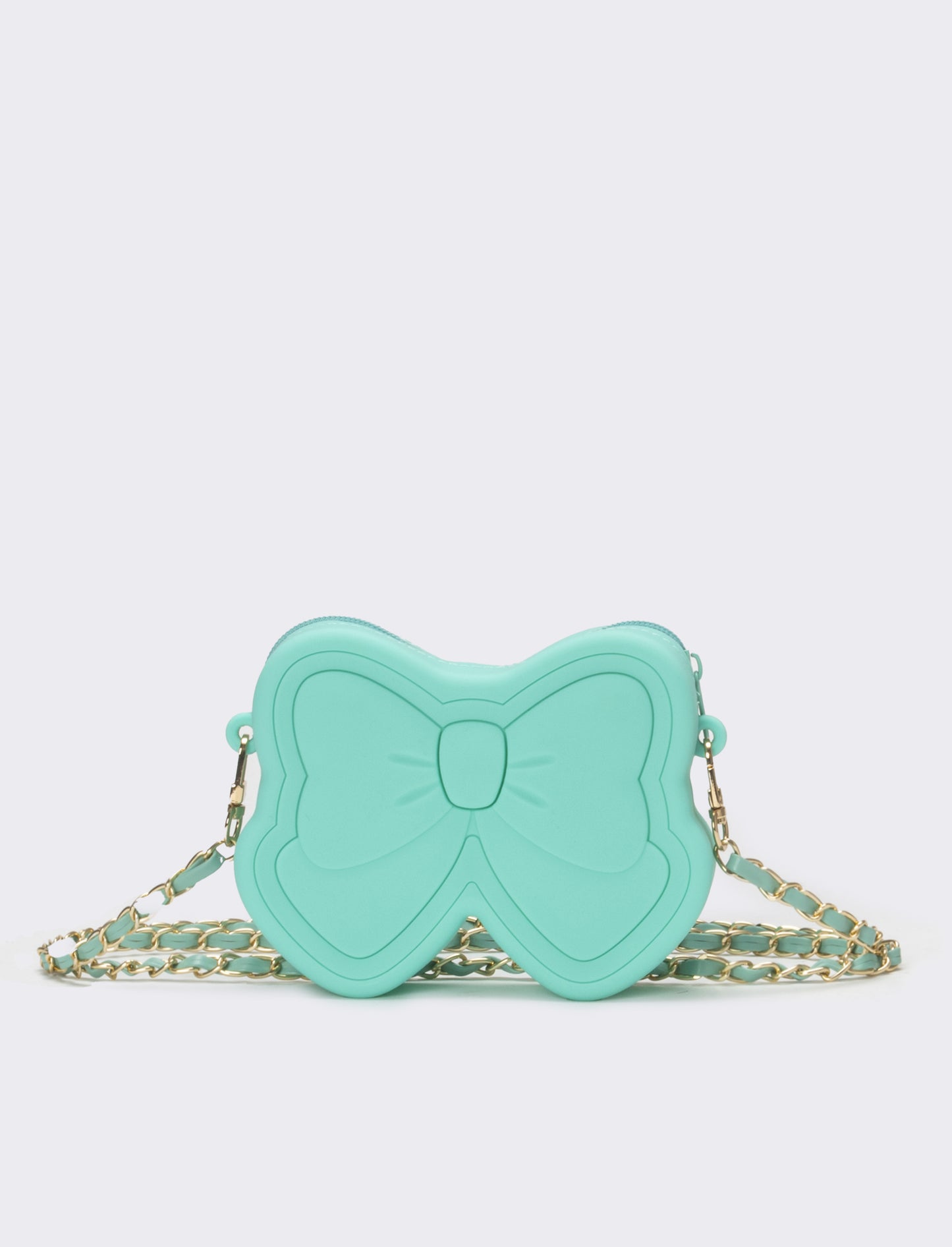 Borsa bambina modello fiocco con tracolla catena - Verde