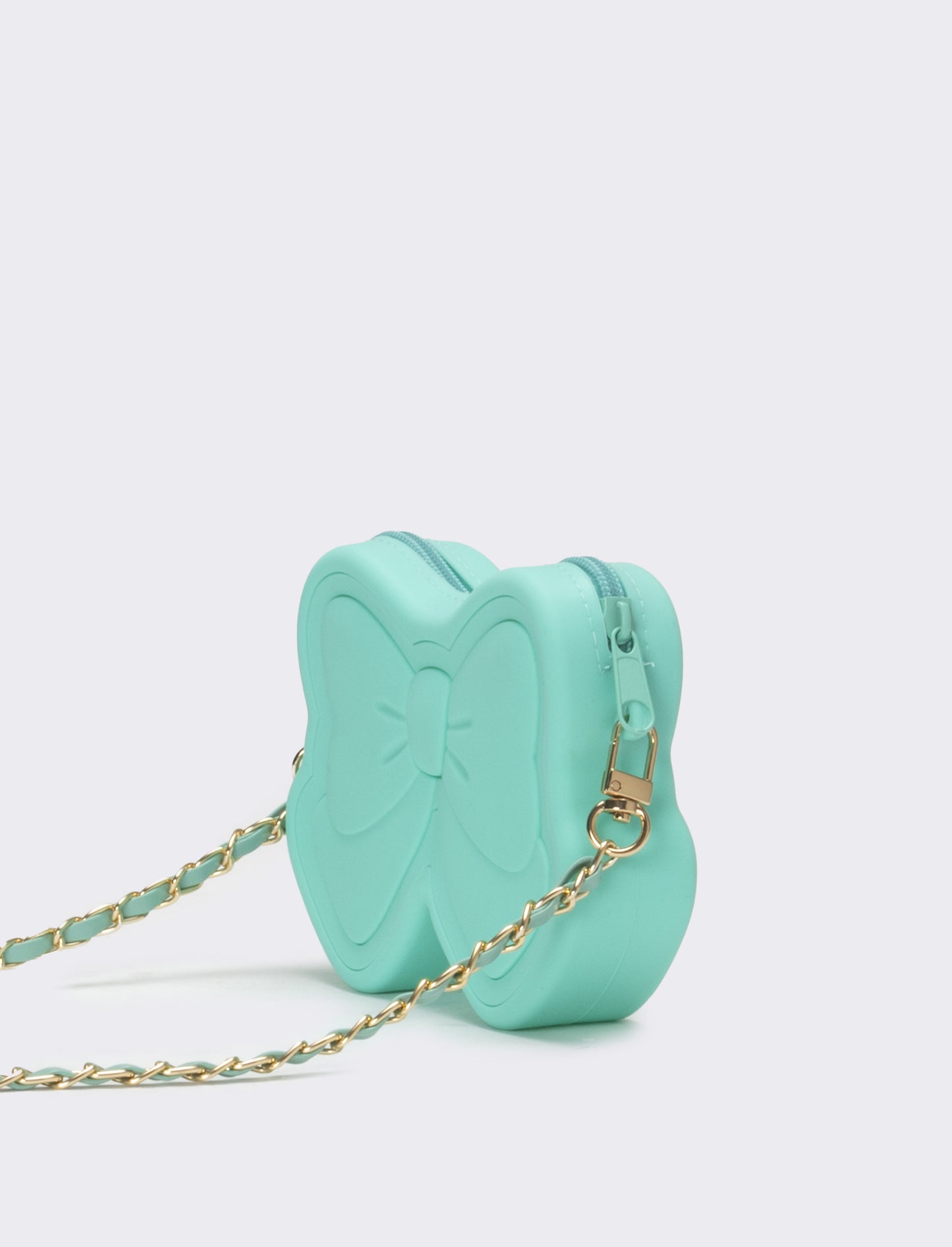 Borsa bambina modello fiocco con tracolla catena - Verde