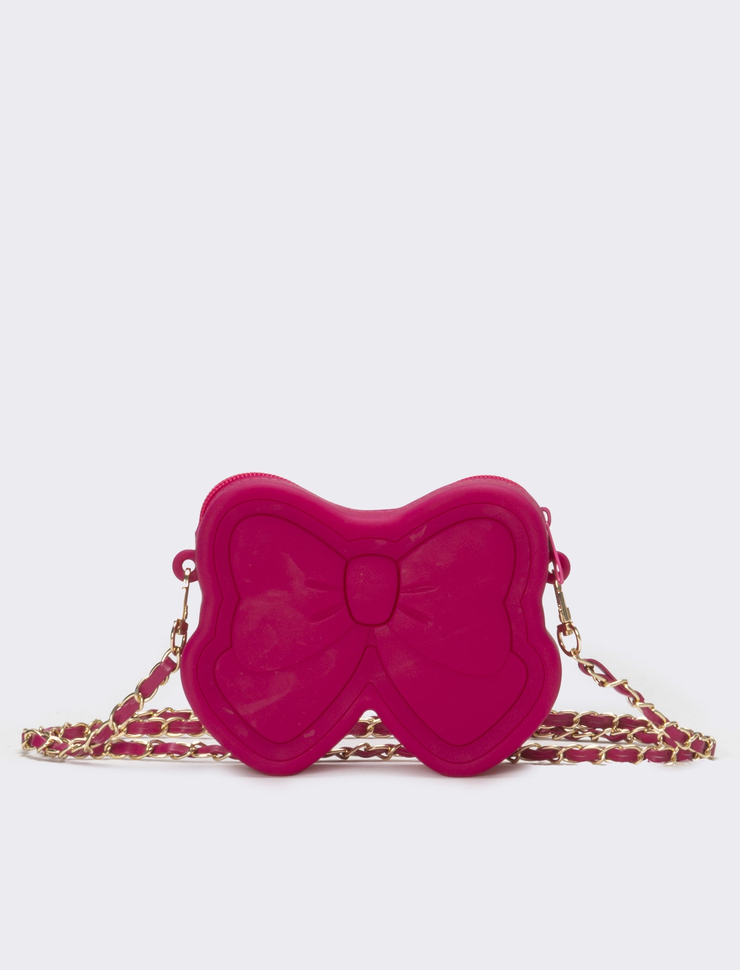 Borsa bambina modello fiocco con tracolla catena - Fuxia