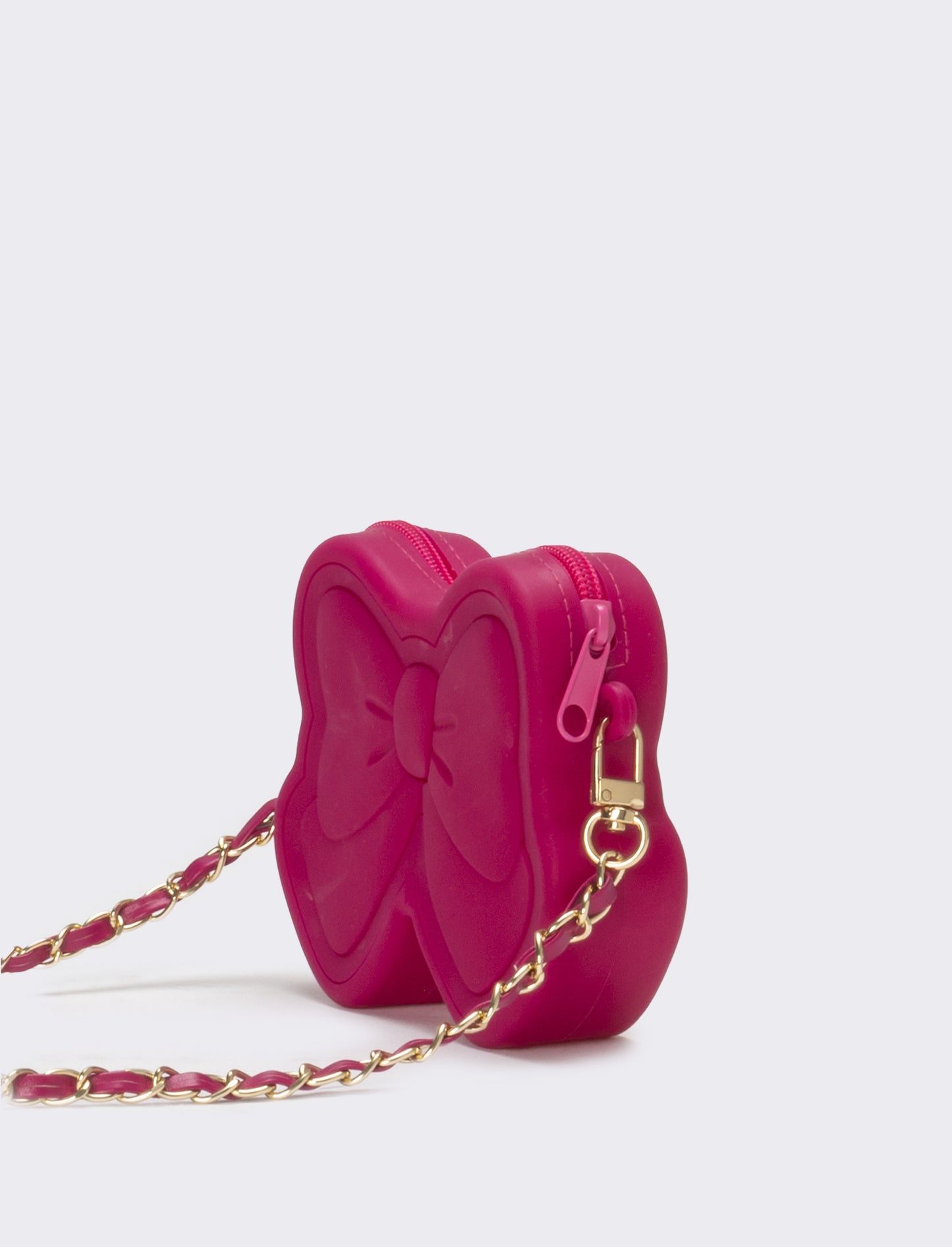 Borsa bambina modello fiocco con tracolla catena - Fuxia