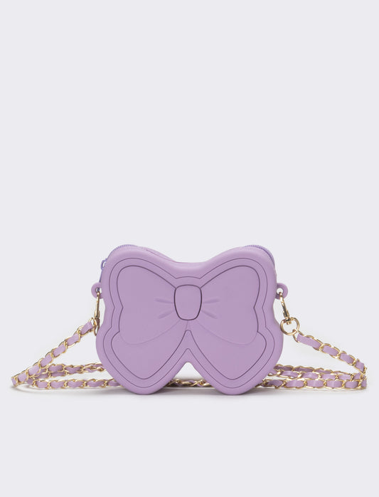 Borsa bambina modello fiocco con tracolla catena - Lilla