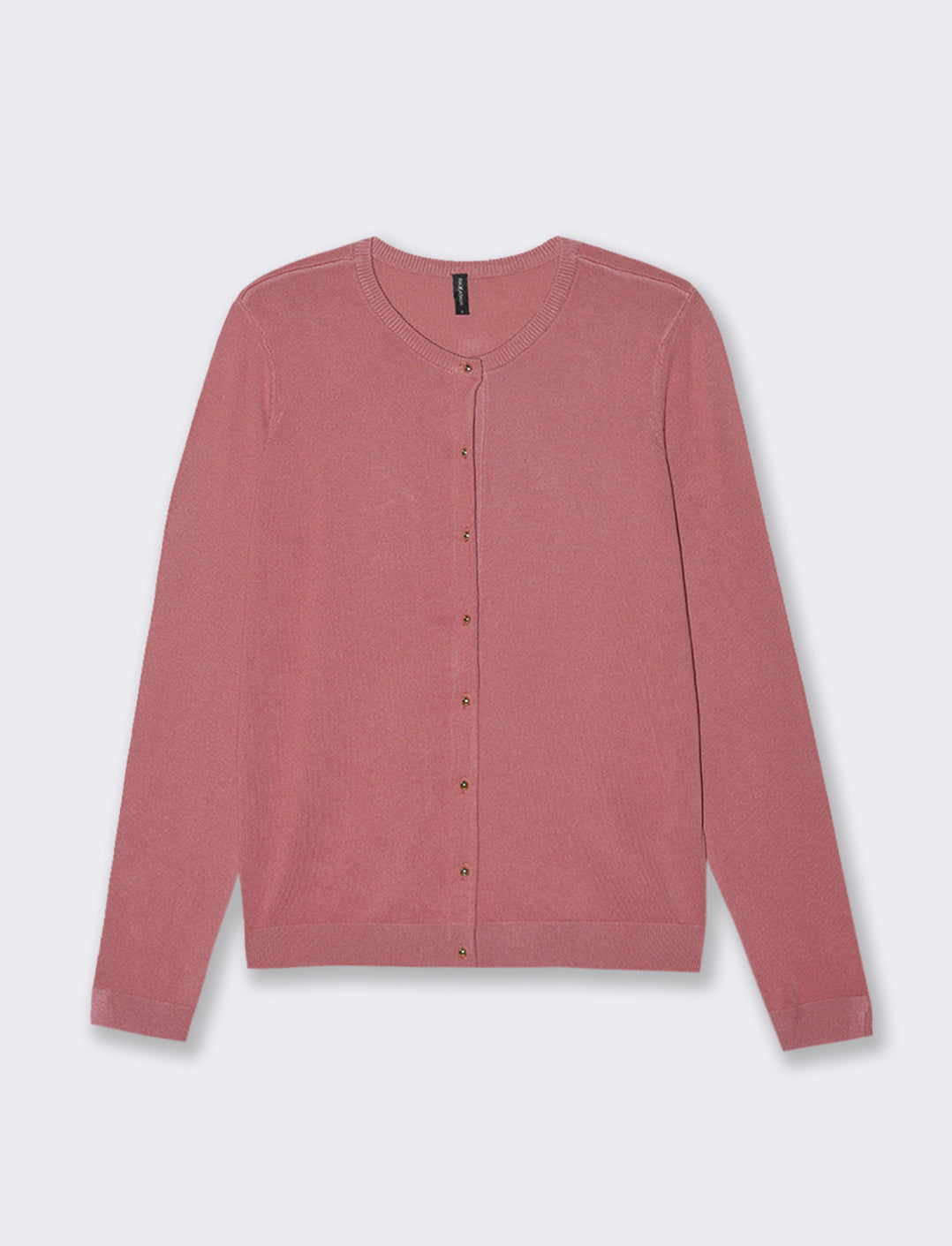CARDIGAN GIROCOLLO - Rosa polvere