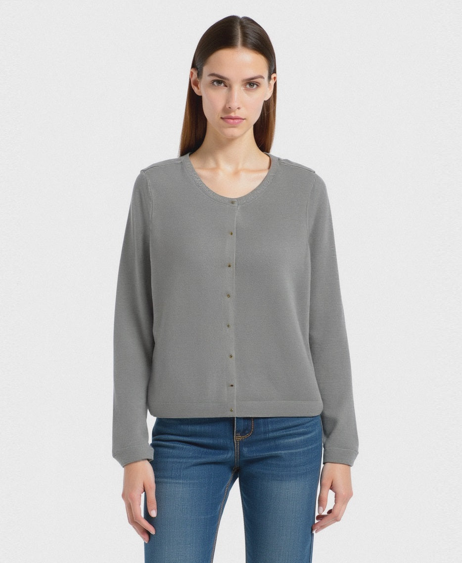 CARDIGAN GIROCOLLO - Verdino