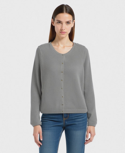 CARDIGAN GIROCOLLO - Verdino