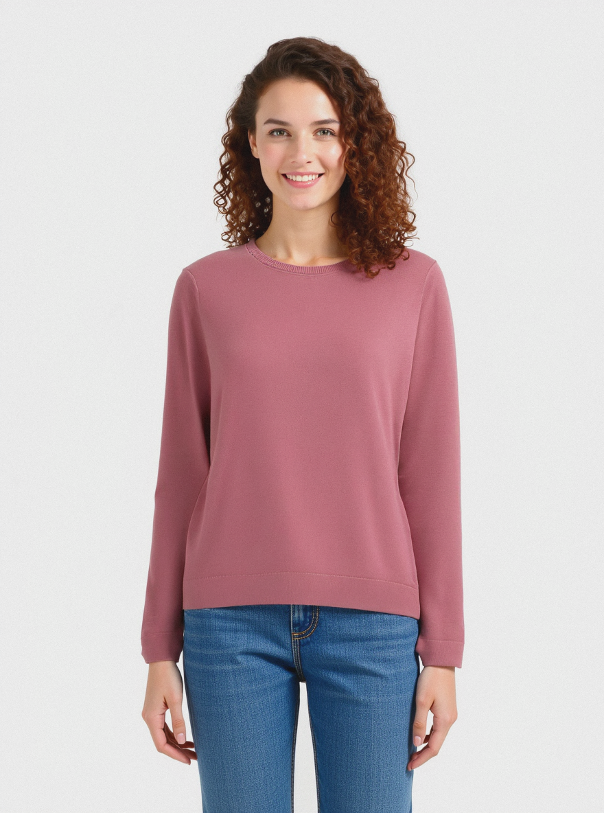 PULLOVER GIROCOLLO - Rosa polvere