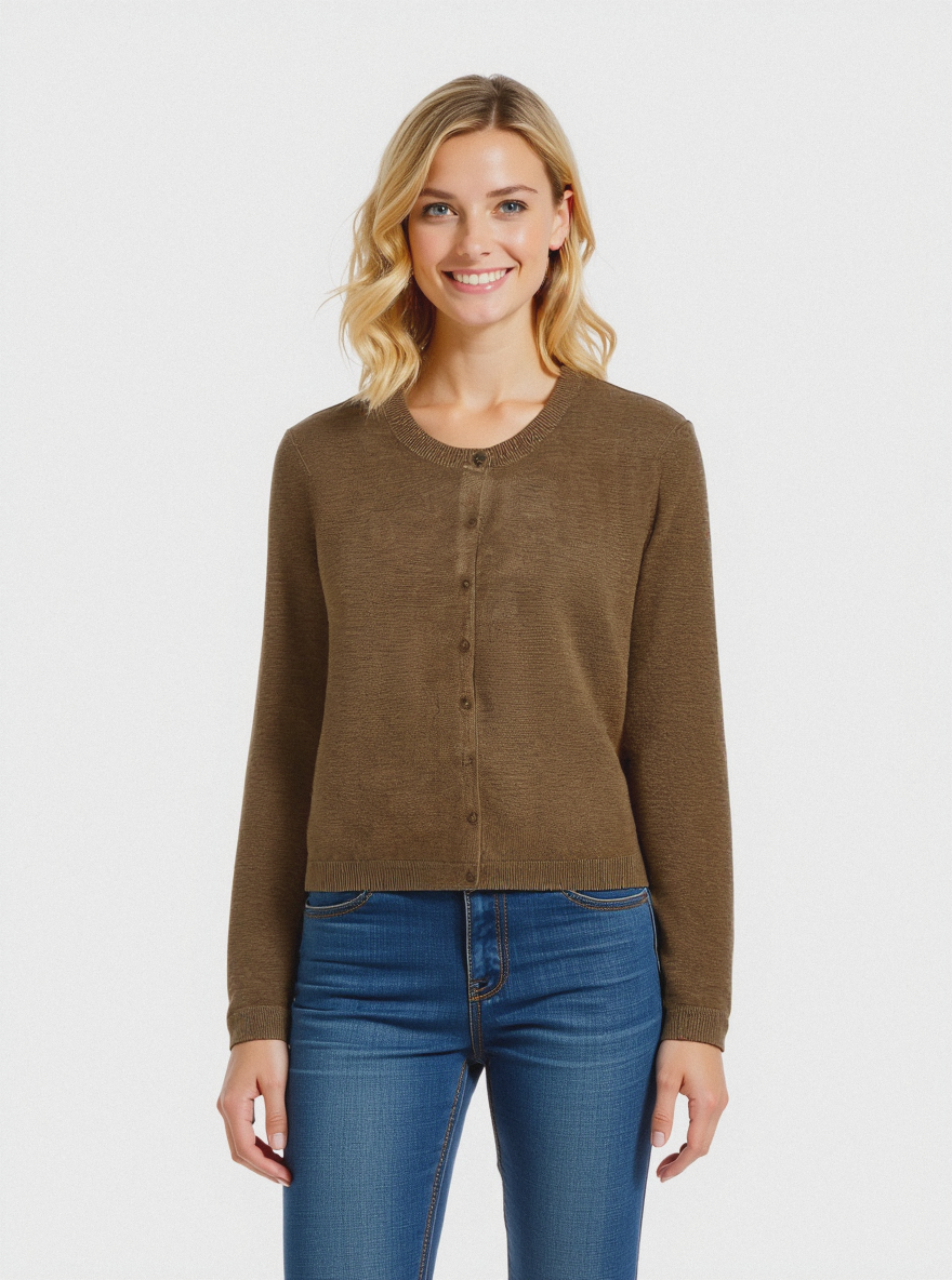 CARDIGAN BASICO - Cammello
