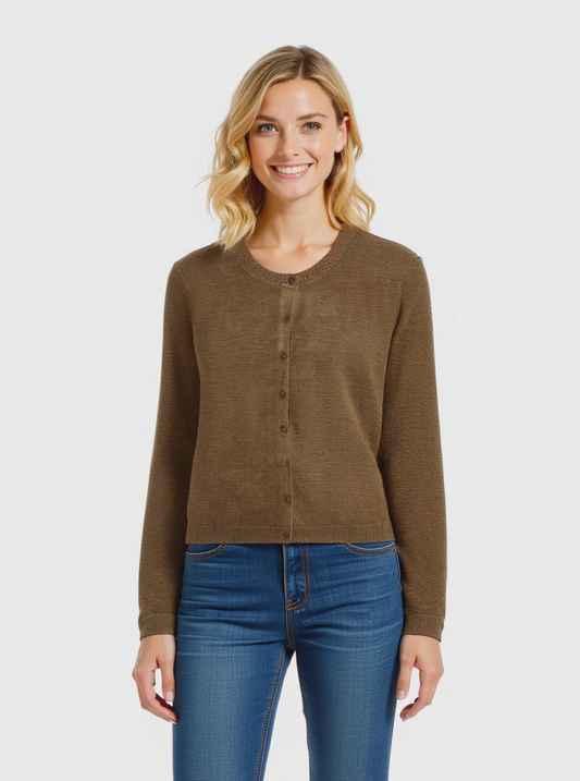 CARDIGAN BASICO - Cammello