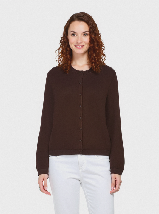 CARDIGAN BASICO - Marrone cioccolato