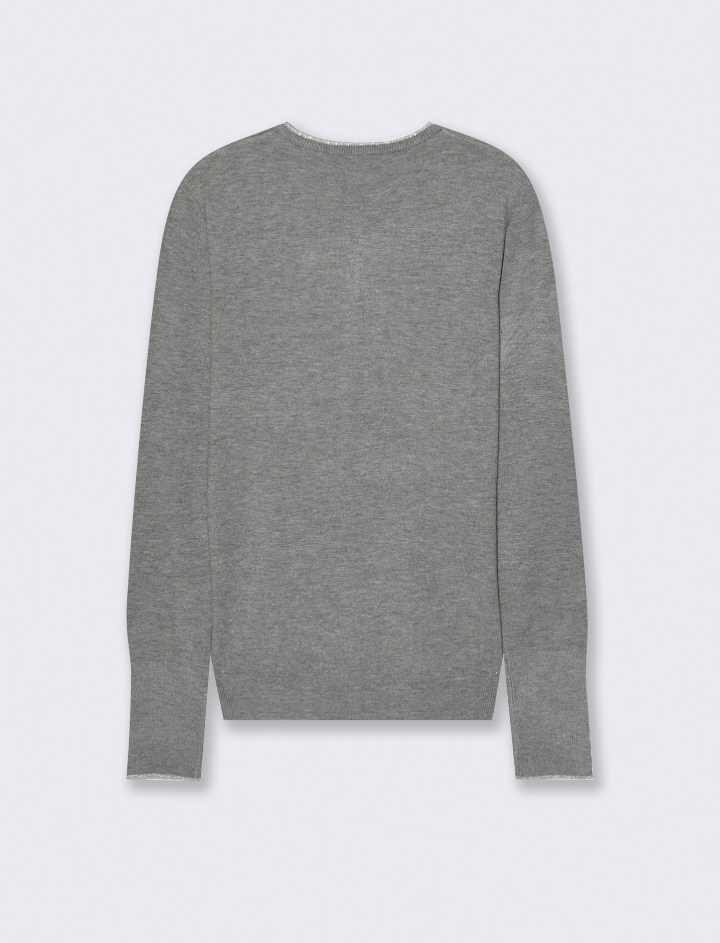 CARDIGAN CON BORDINO IN TESSUTO CON FIBRA EFFETTO METALLO - Grigio mel.