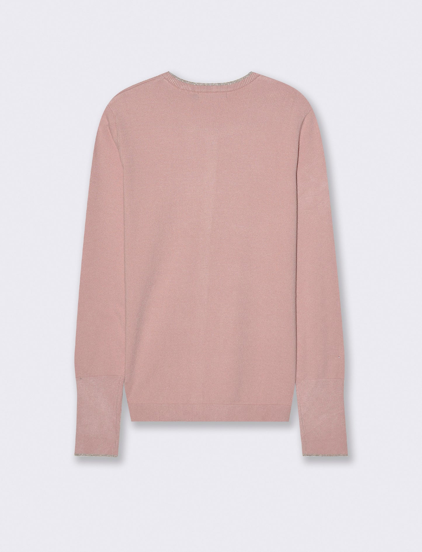 CARDIGAN CON BORDINO IN TESSUTO CON FIBRA EFFETTO METALLO - Rosa antico