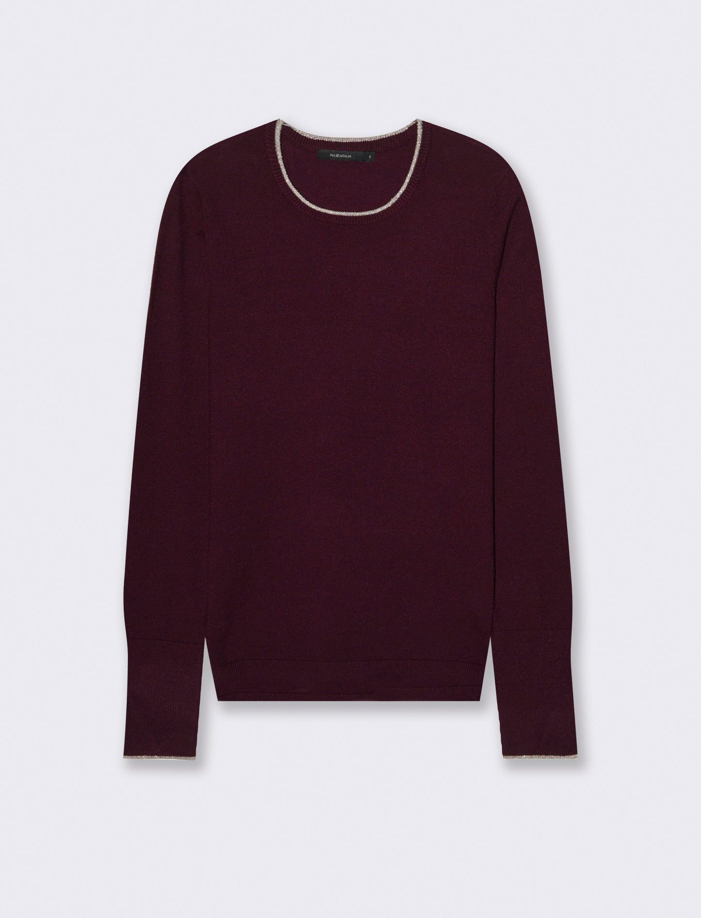 PULLOVER CON BORDINO IN TESSUTO CON FIBRA EFFETTO METALLO - Bordeaux