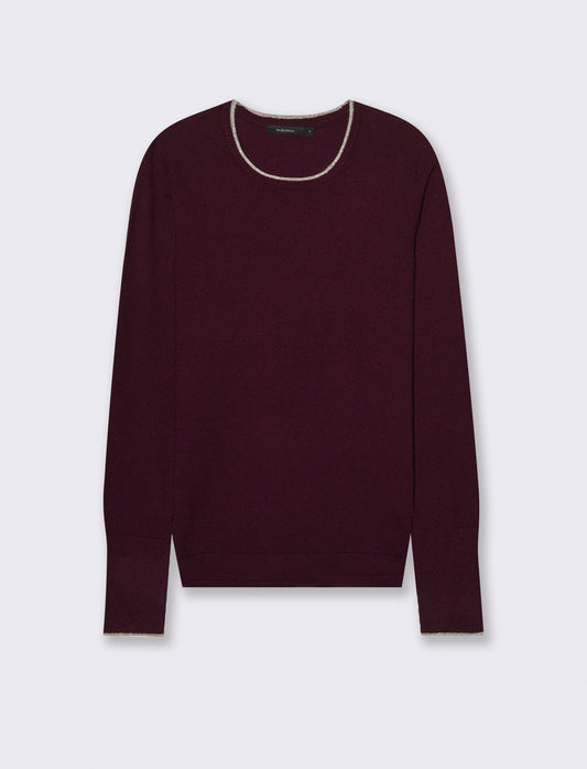 PULLOVER CON BORDINO IN TESSUTO CON FIBRA EFFETTO METALLO - Bordeaux