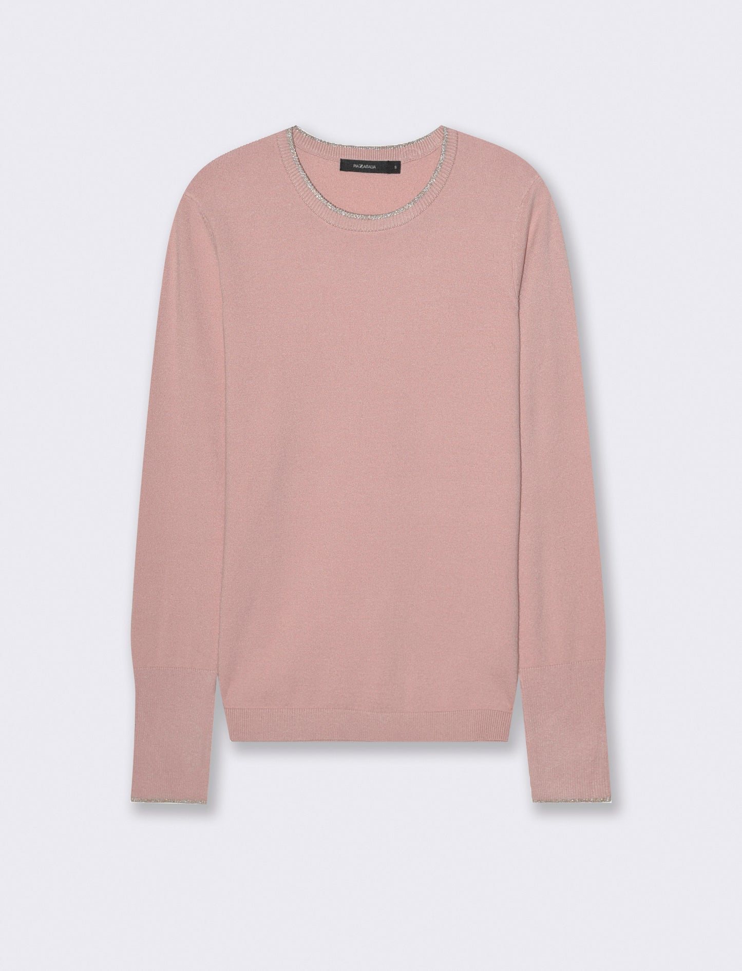 PULLOVER CON BORDINO IN TESSUTO CON FIBRA EFFETTO METALLO - Rosa antico