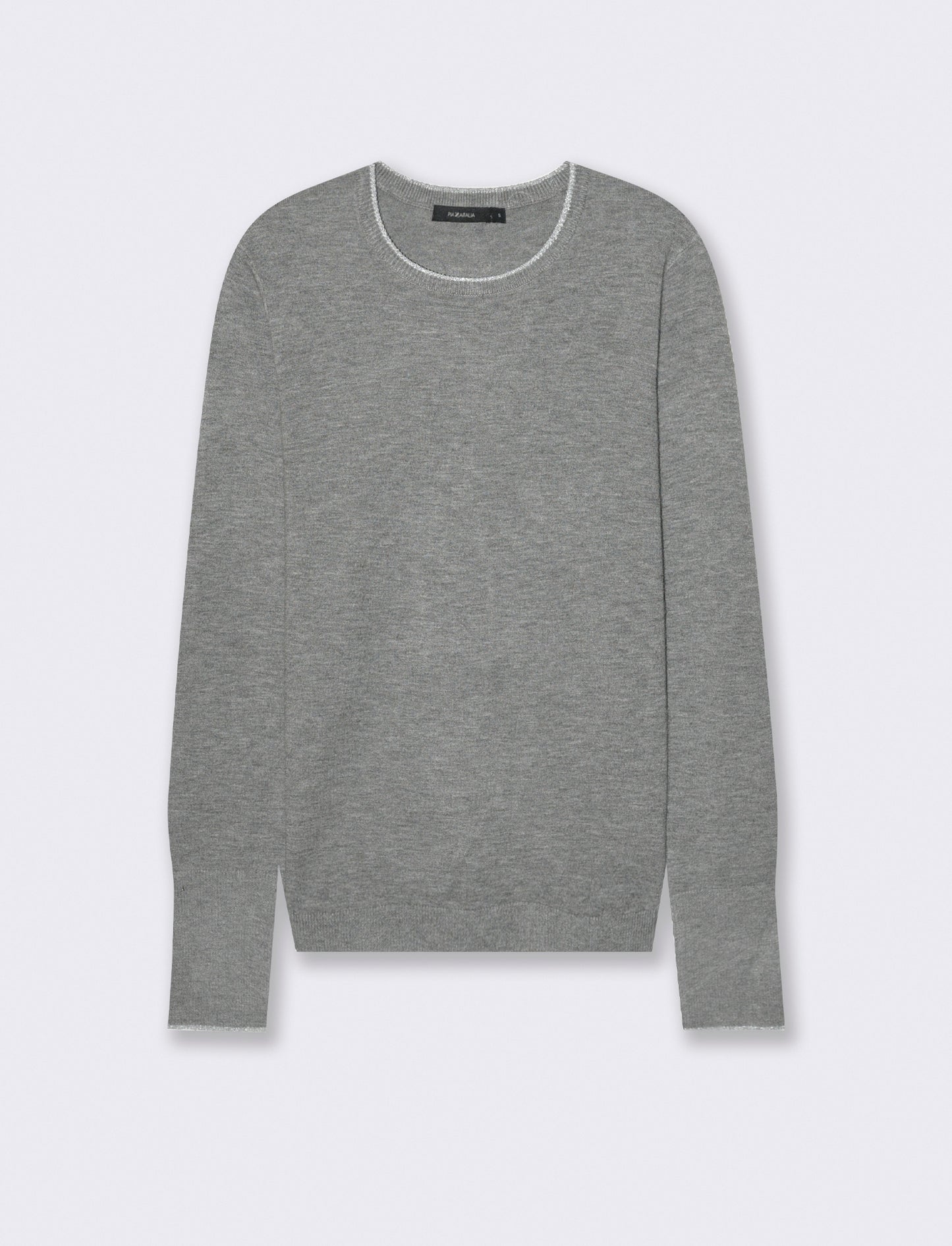 PULLOVER CON BORDINO IN TESSUTO CON FIBRA EFFETTO METALLO - Grigio melange