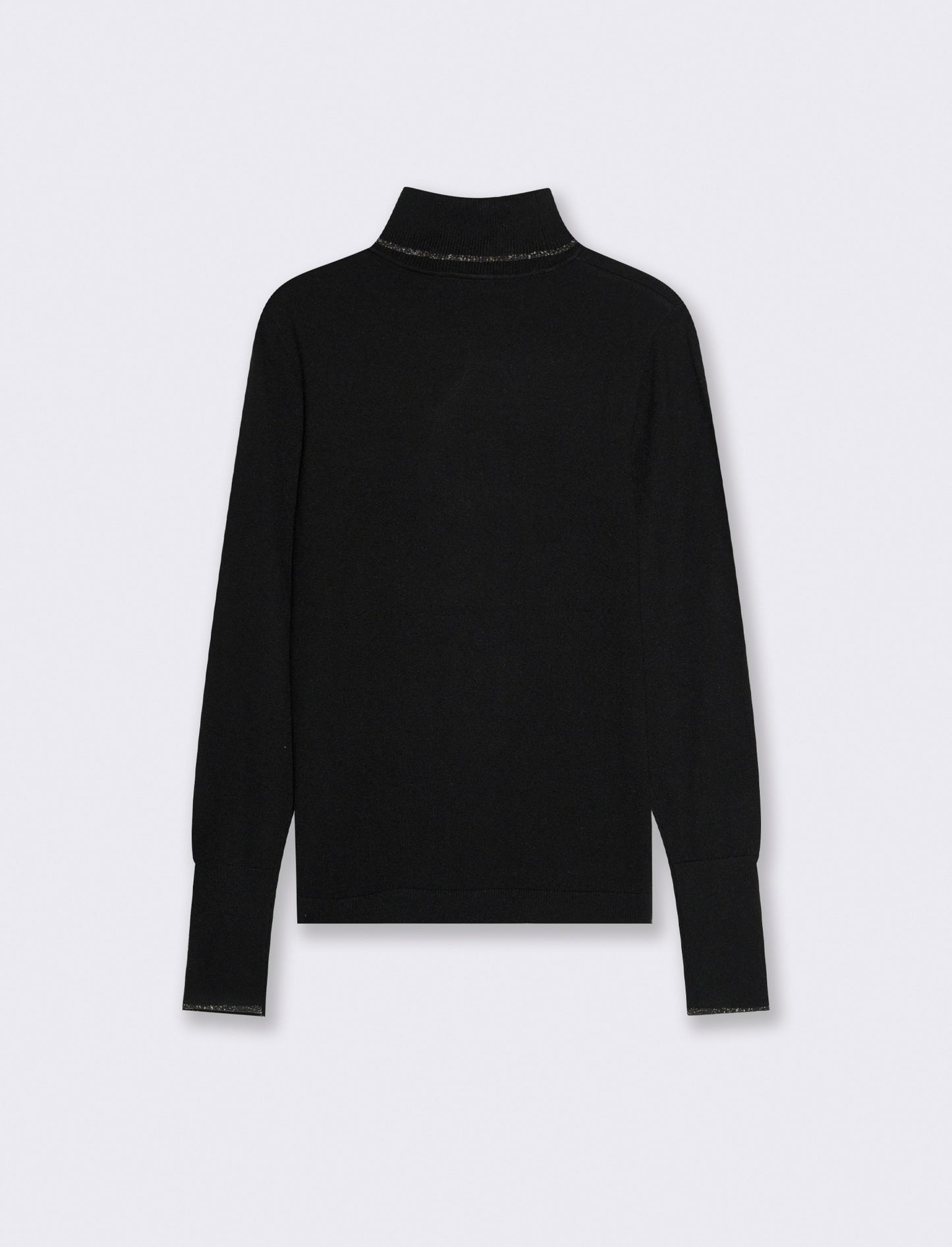 PULLOVER CON BORDINO CON TESSUTO CON FIBRA EFFETTO METALLO - Nero