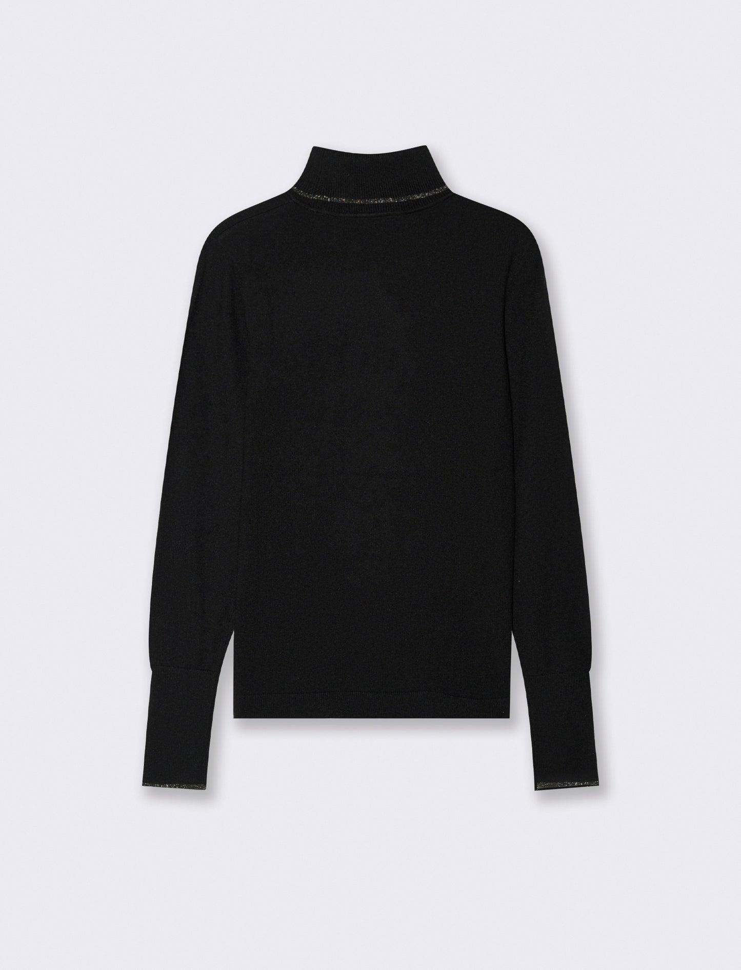 PULLOVER CON BORDINO CON TESSUTO CON FIBRA EFFETTO METALLO - Nero