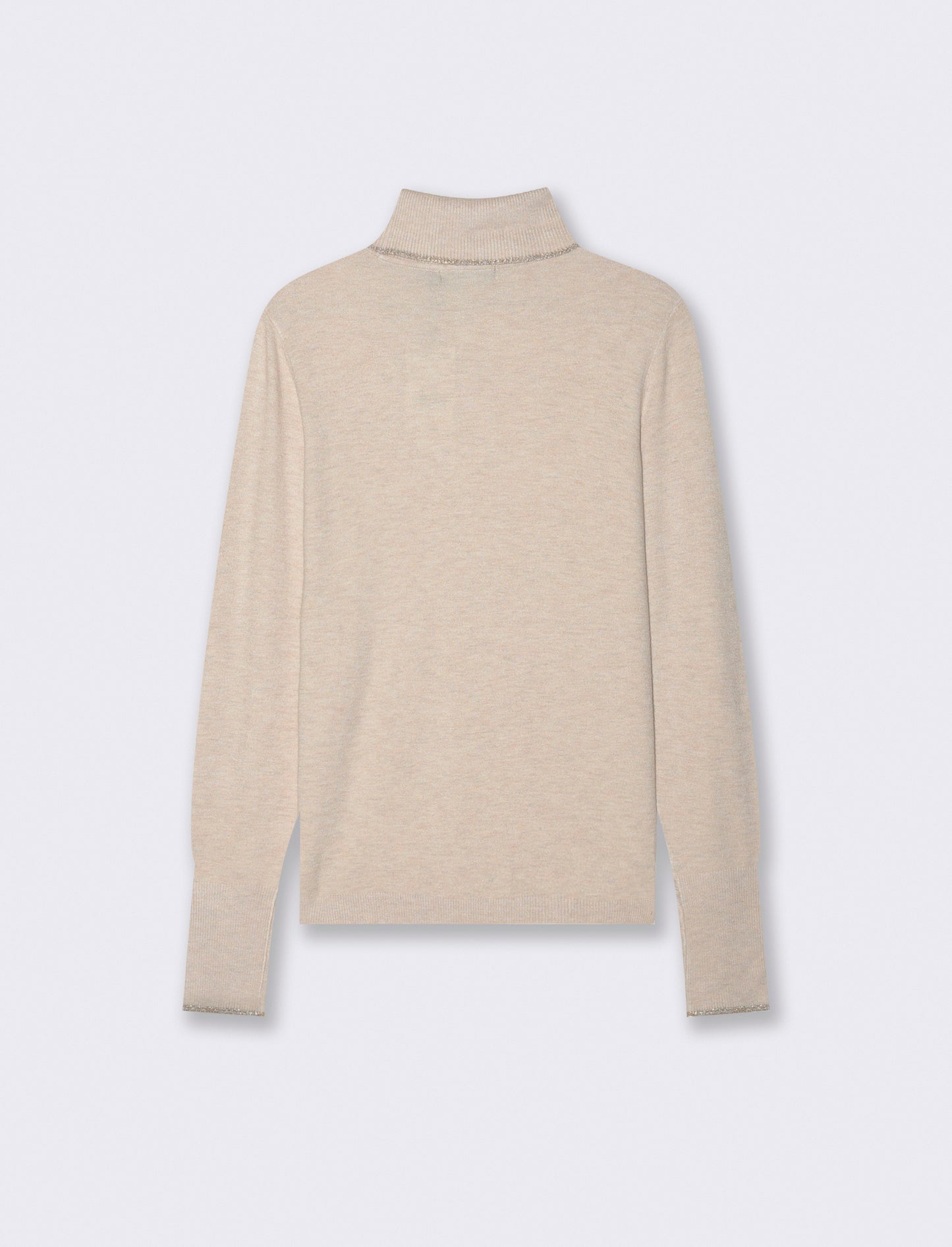 PULLOVER CON BORDINO CON TESSUTO CON FIBRA EFFETTO METALLO - Beige grano