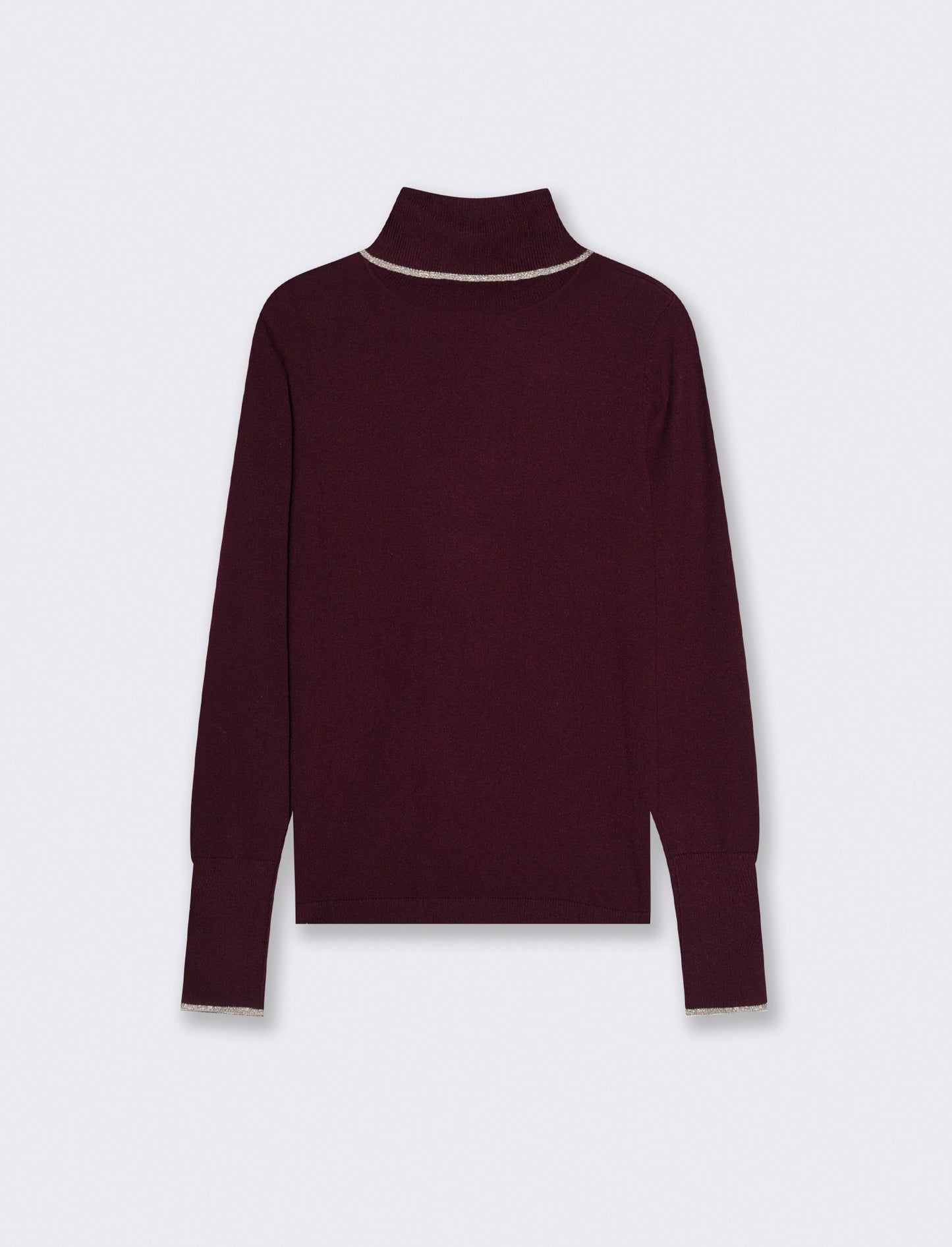 PULLOVER CON BORDINO CON TESSUTO CON FIBRA EFFETTO METALLO - Bordeaux