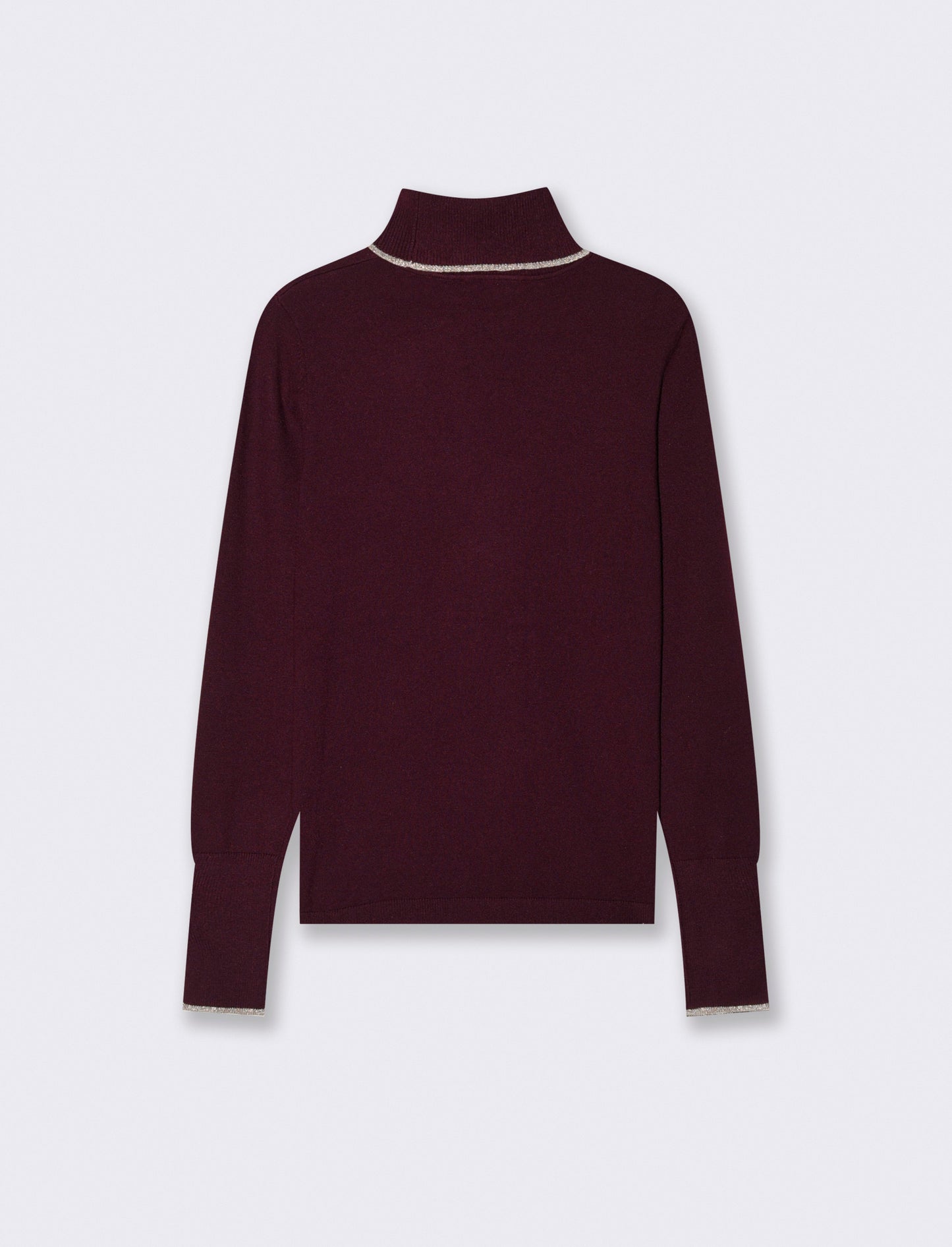 PULLOVER CON BORDINO CON TESSUTO CON FIBRA EFFETTO METALLO - Bordeaux