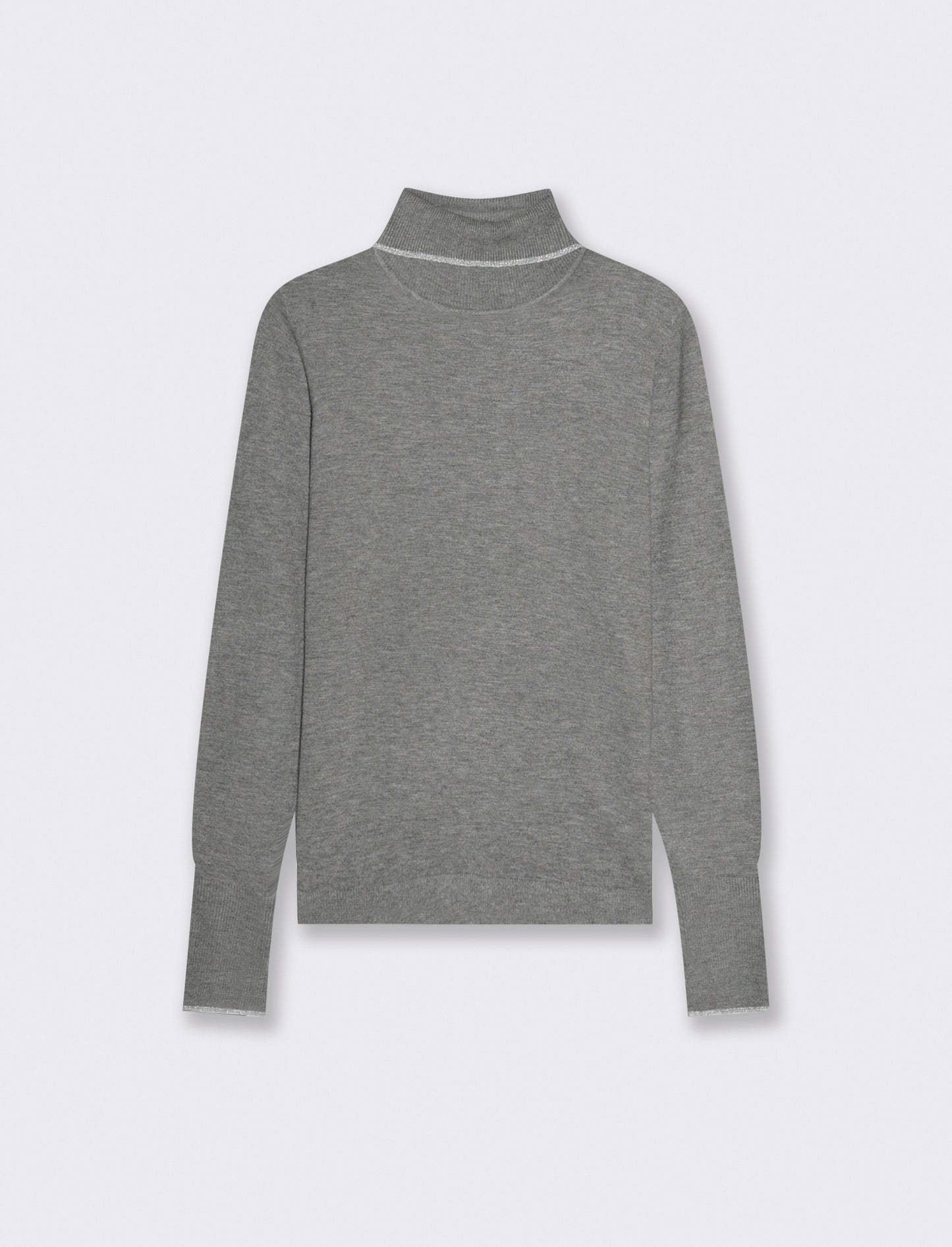 PULLOVER CON BORDINO CON TESSUTO CON FIBRA EFFETTO METALLO - Grigio mel.