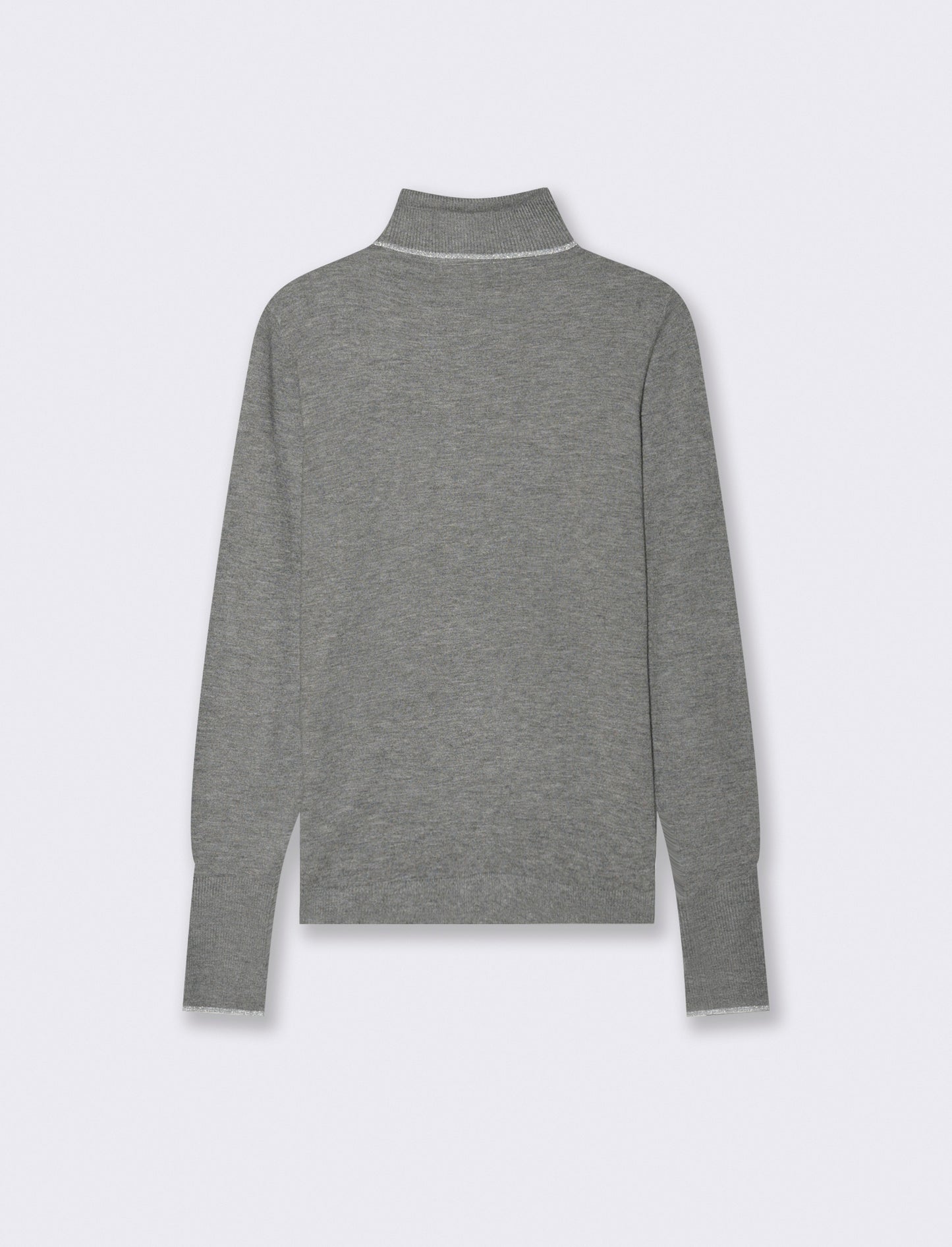 PULLOVER CON BORDINO CON TESSUTO CON FIBRA EFFETTO METALLO - Grigio mel.
