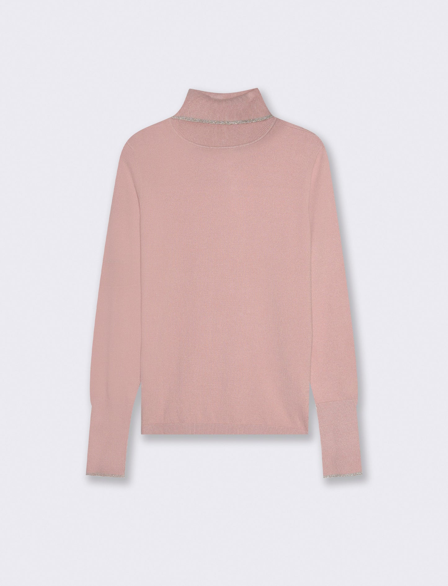 PULLOVER CON BORDINO CON TESSUTO CON FIBRA EFFETTO METALLO - Rosa antico