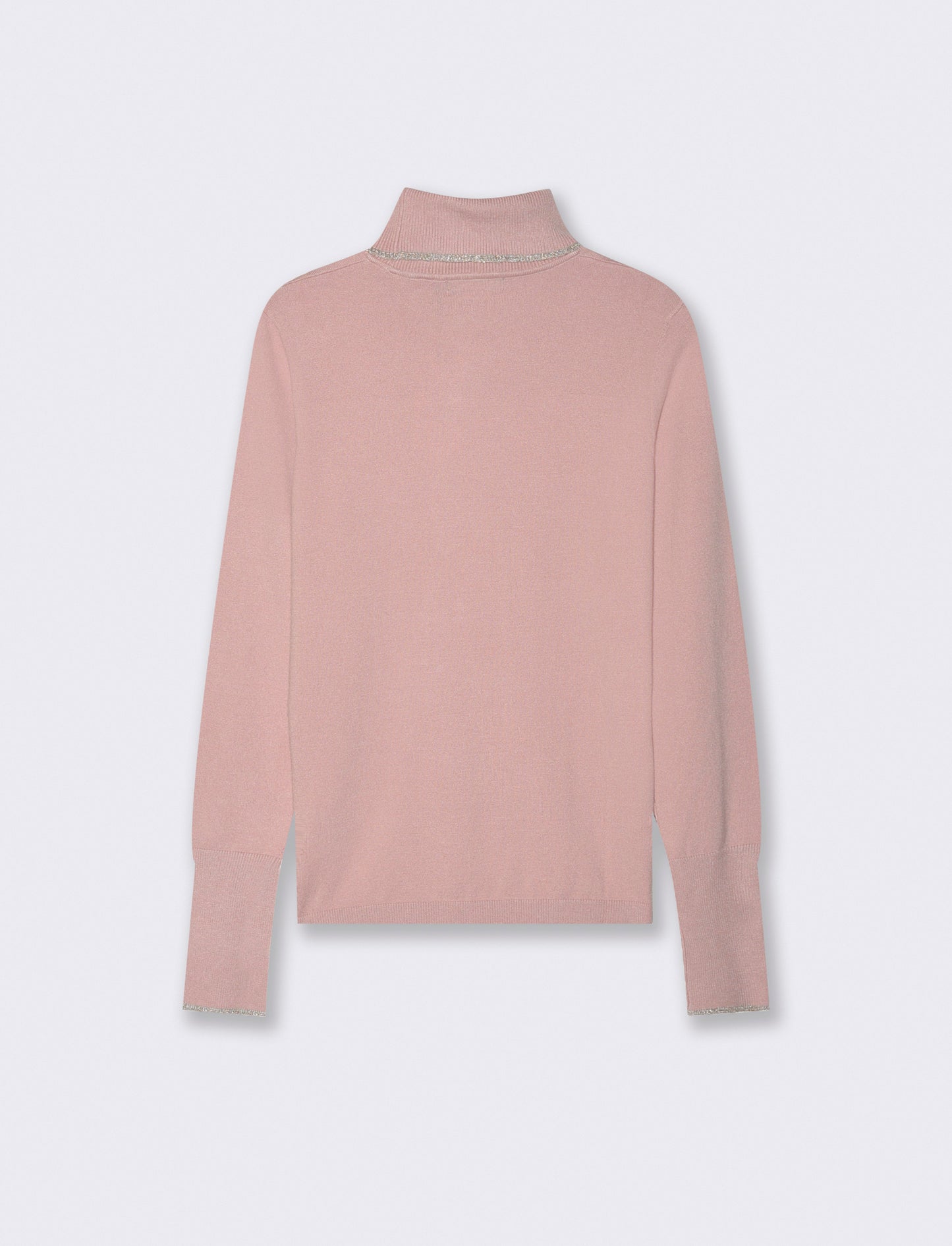PULLOVER CON BORDINO CON TESSUTO CON FIBRA EFFETTO METALLO - Rosa antico