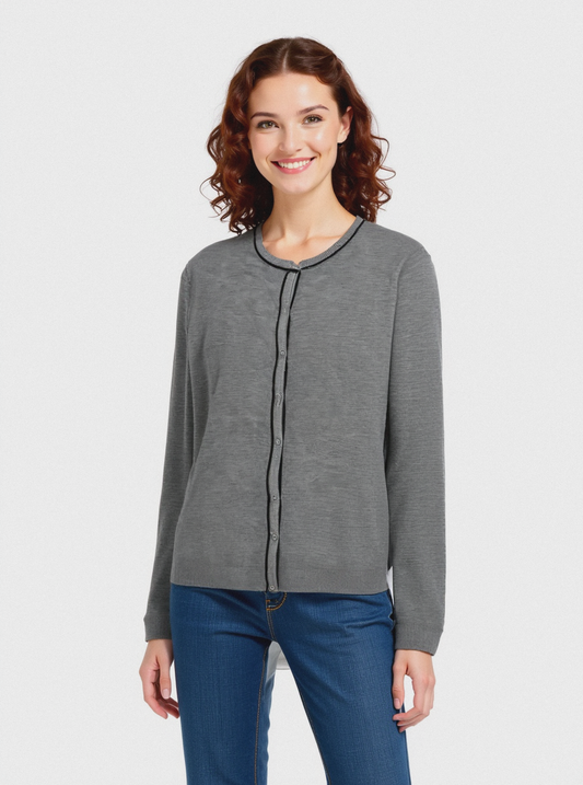 CARDIGAN BASICO - Grigio mel.