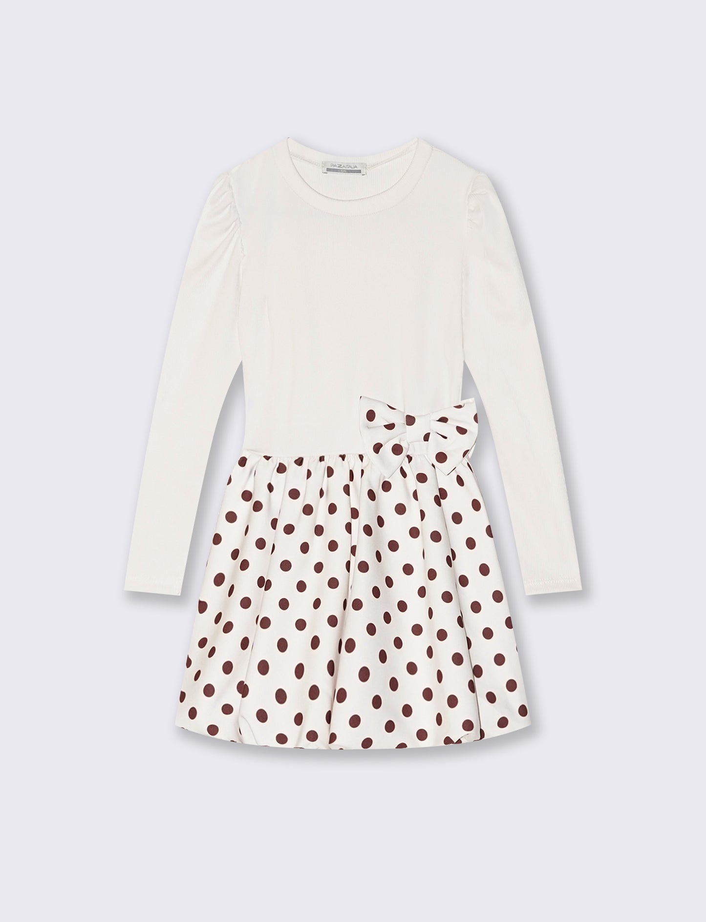 Abito con gonna a palloncino a pois - Bianco panna