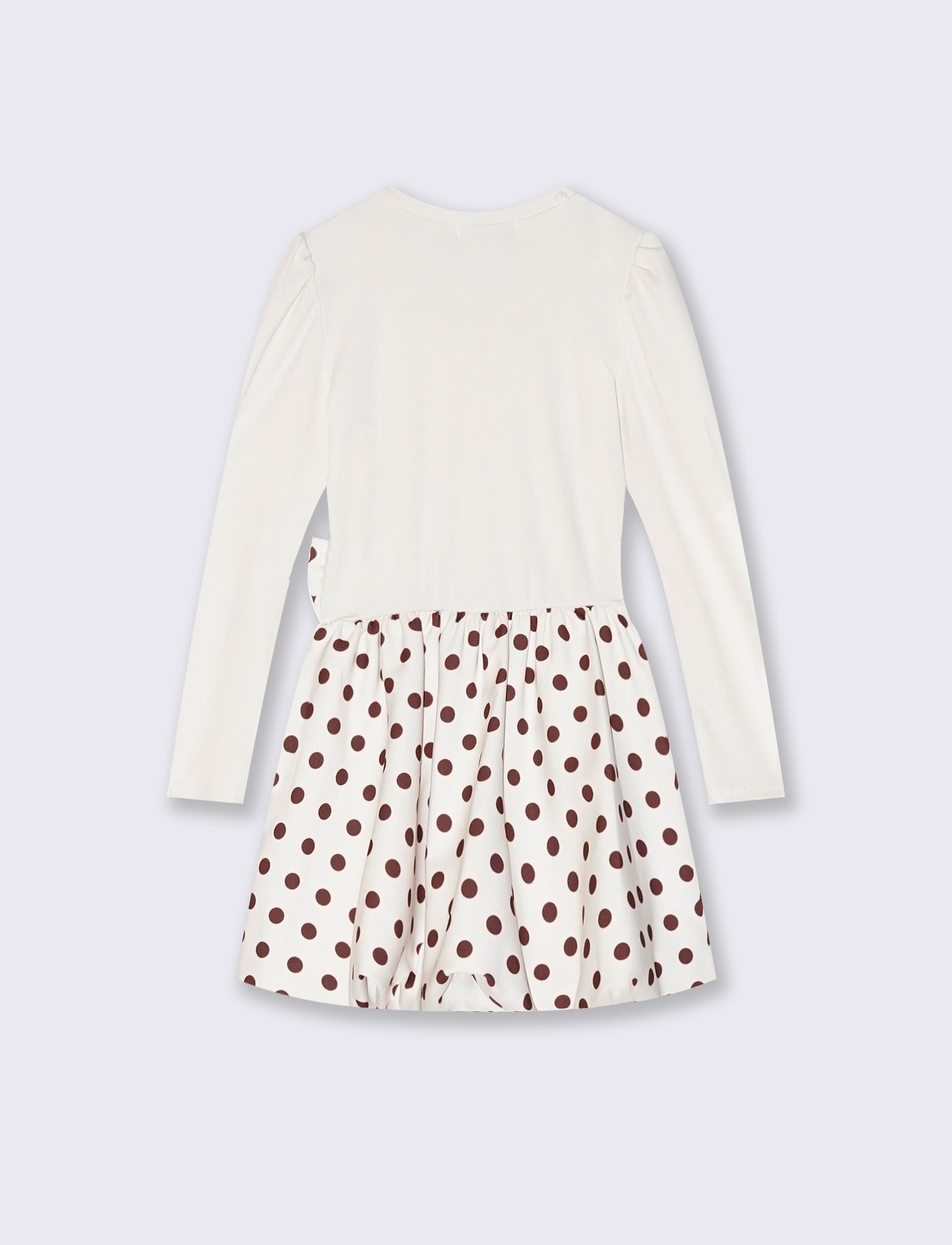 Abito con gonna a palloncino a pois - Bianco panna