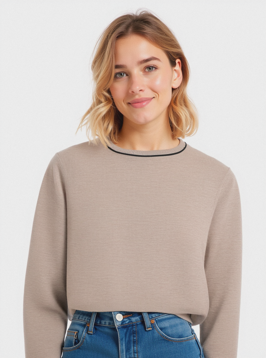 PULLOVER BASICO - Beige grano