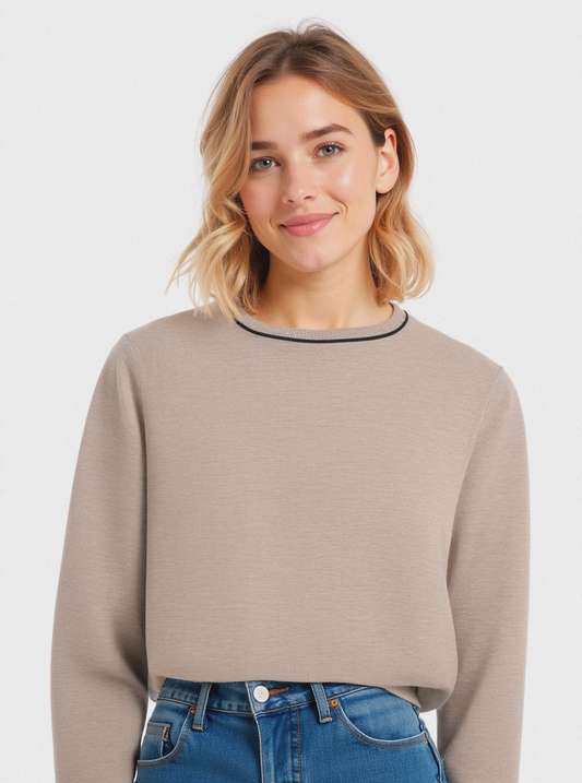 PULLOVER BASICO - Beige grano