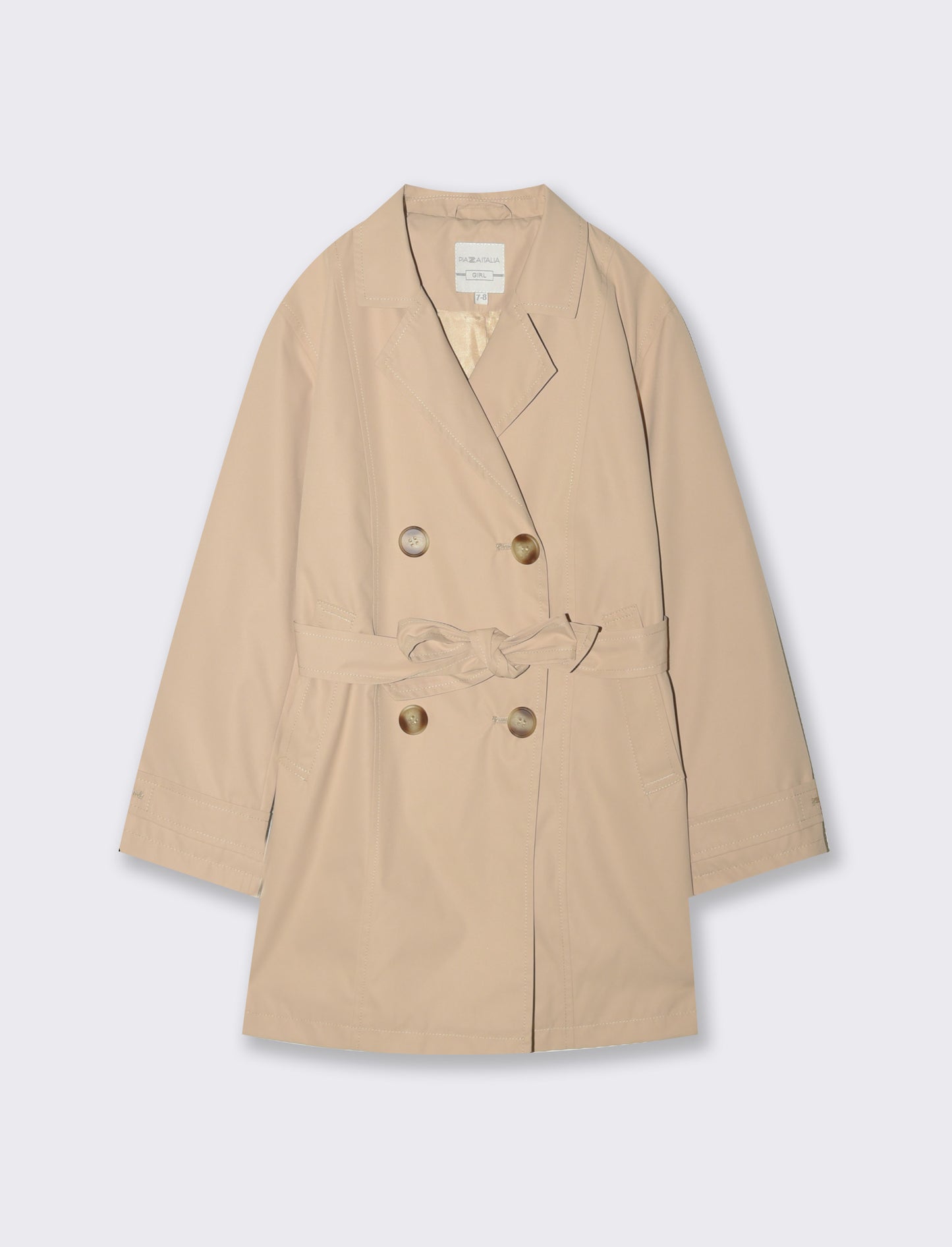 Giacca modello trench in twill da bambina - Beige