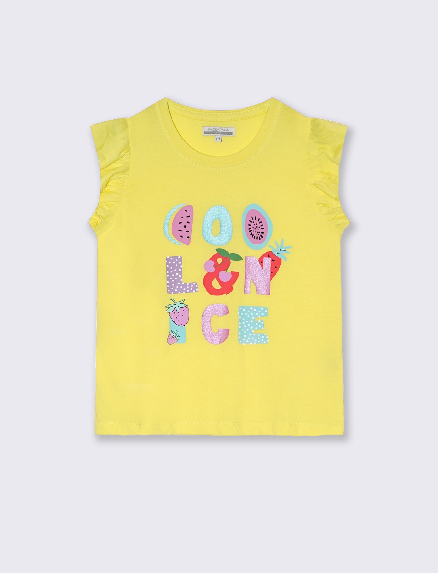 T-shirt mezza manica da bambina - Giallo
